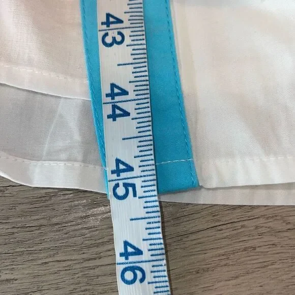 ADDISON BAY ISLE DRESS 100% Poplin Cotton White Blue Pipping Drop Waist Midi Sma - Picture 11 of 11